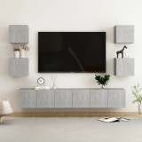 VidaXL Set dulap TV, 7 piese, gri beton, PAL
