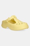 Crocs papuci Classic Mary Jane Clog femei, culoarea galben, cu platforma, 210581-78R
