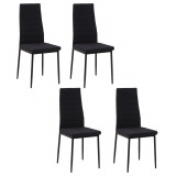 Cumpara ieftin Set 4 scaune captusite pentru sufragerie, mobilier modern, scaun negru, scaun pentru bucatarie HOMCOM | Aosom RO