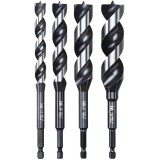 Einhell 49042800 - Set 4 burghie lemn cu varf ascutit 16-24 mm tija hexagonala, Kwb