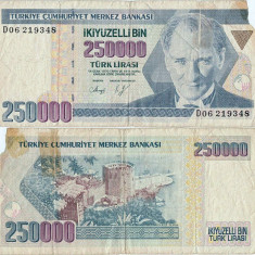 1992 , 250,000 turkish lira ( P-207a.1 ) - Turcia
