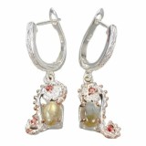 Cercei bijuterie din argint 925 cu labradolit si rodolit