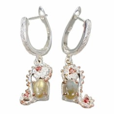 Cercei bijuterie din argint 925 cu labradolit si rodolit