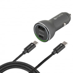 Set incarcator auto si cablu 4smarts VoltRoad iPD pentru Fast Charging USB Type-C Negru foto