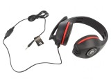 Căști Over-Ear cu Microfon Negru și Roșu, Jack 3.5mm, 2m