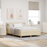 Pat cu arcuri boxă și saltea &ndash; Crem &ndash; 140 x 190 cm &ndash; Material textil