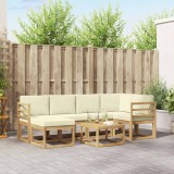 vidaXL Set de canapele de exterior cu pernă 7 pcs Alb și crem 3387894