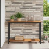 Cumpara ieftin Masă de exterior cu raft Natural și negru 110 x 35 x 75 cm