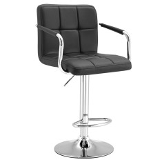 Scaun salon bar, inaltime reglabila intre 64-84 cm, dimensiuni 116x43cm, negru foto