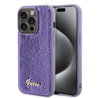 Husa pentru iPhone 15 Pro Max - Sequin Script Metal (GUHCP15XPSFDGSU) - Purple foto