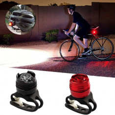 Lumini Led siguranta Bicicleta 3 moduri iluminare aluminiu fata-spate