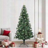 VidaXL Pom de Crăciun artificial pre-iluminat Verde 240cm PVC și Metal 3396792