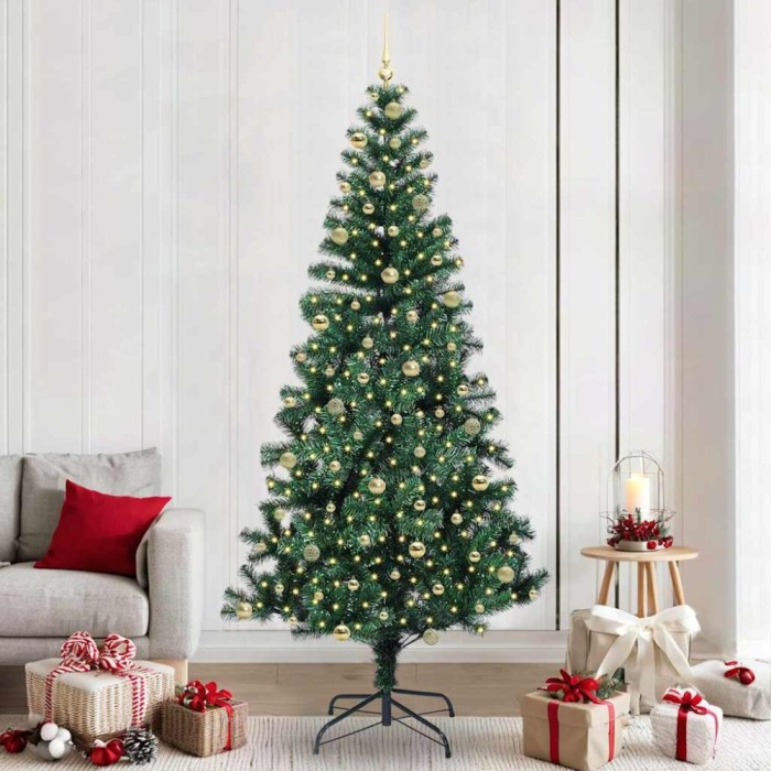 vidaXL Pom de Crăciun artificial pre-iluminat cu 300 LED Verde 240 cm 3396792