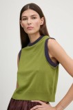 Renewed vestă din amestec de l&acirc;nă Creative Upcycling culoarea verde deschis Renewed INTU x Answear