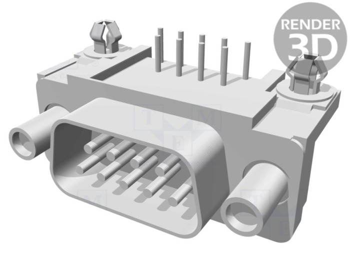 Conector D-Sub 9 pini THT 90&deg; soclu