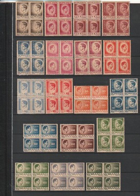 RO - UZUALE MIHAI I HARTIE GRI BLOCURI DE 4 TIMBRE (LP 188) 1945-1947 MNH foto