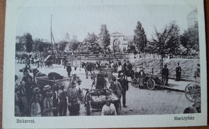 Carte postala, Bucuresti, Piata, inceput de secol XX