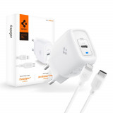 Cumpara ieftin Incarcator Priza Type-C PD 20W, cablu Type-C la Lightning, Spigen (PE2C10CL), White