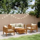 Cumpara ieftin Set mobilier grădină cu perne crem, 5 piese, lemn masiv acacia