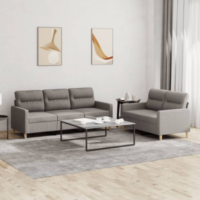 Gossi set de canapea cu perne, 2 piese, gri taupe, material textil foto