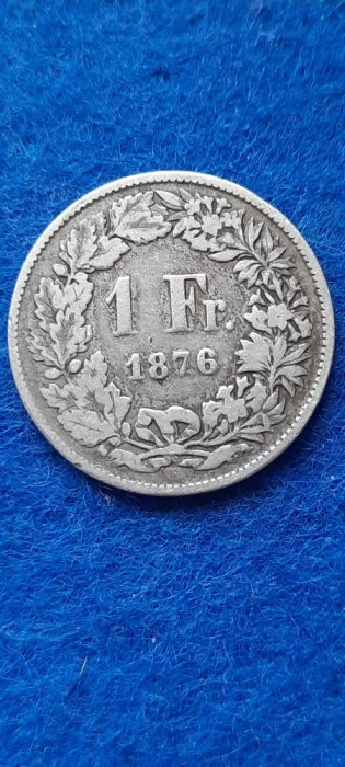 ELVETIA 1 FRANC 1876 , argint