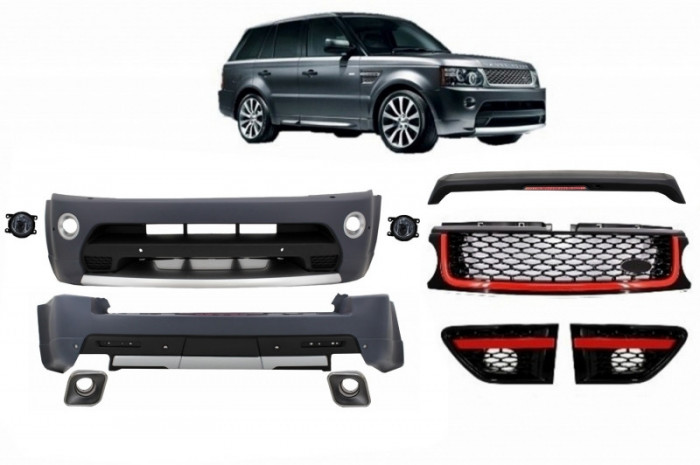 Pachet Exterior Autobiography Design Compatibil Cu Range Rover Sport Facelift 2009-2013 L320 Cu Grila Centrala Si Grile Laterale Rosu/Negru COCBRRSFLR