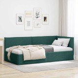 vidaXL Cadru de pat colțar Verde &icirc;nchis 90 x 200 cm țesătură