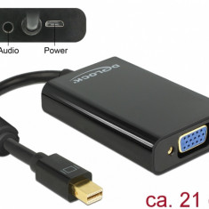 Adaptor mini Displayport la VGA + Audio + Alimentare Negru T-M, Delock 65598