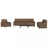 VidaXL Set canapele cu taburet și perne, 4 piese, maro, textil