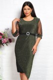 Cumpara ieftin Rochie cu insertii stralucitoare Dolce Olive - 44Marimea