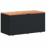 Cumpara ieftin Lada depozitare gradina negru 110x50x54cm lemn acacia/poliratan