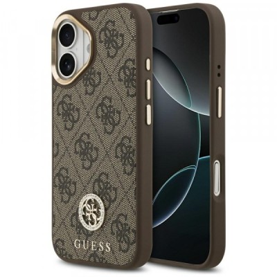 Husa MagSafe pentru Apple iPhone 17, Guess, 4G Strass Logo, Maro foto