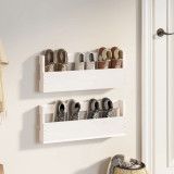 Pantofare de perete, 2 buc., alb, 59x9x23 cm, lemn masiv pin GartenMobel Dekor, vidaXL