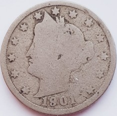 2349 USA SUA Statele Unite 5 cents 1901 (with &quot;CENTS&quot;) UZATA km 112