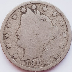 2349 USA SUA Statele Unite 5 cents 1901 (with "CENTS") UZATA km 112