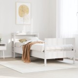 VidaXL Cadru pat fără saltea, alb, 90x190 cm, lemn masiv de pin