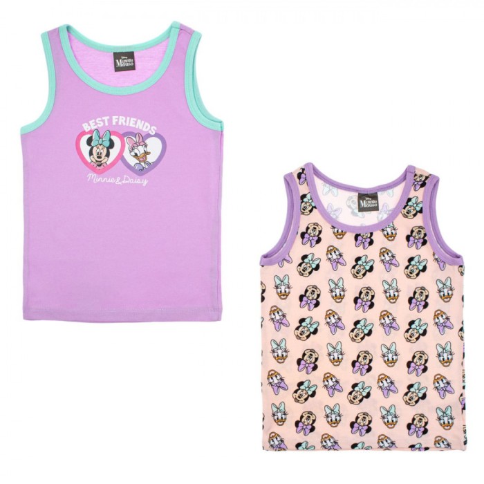 Set Maiouri Copii, Minnie &amp; Daisy, 2 Bucăți, Culoare Lila și Somon, Fete, Fără M&acirc;neci