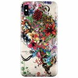 Husa silicon pentru Apple Iphone X, Abstract Flowers Tattoo Illustration