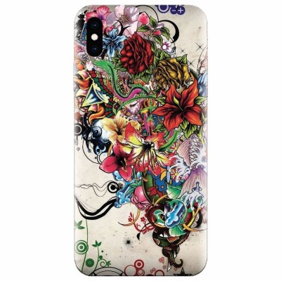 Husa silicon pentru Apple Iphone X, Abstract Flowers Tattoo Illustration foto