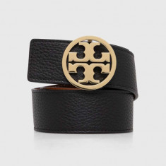 Tory Burch curea de piele cu doua fete femei, culoarea negru