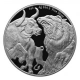 Ciad 2023 - 1 OZ - 5000 franci CFA - Bull and Bear, Africa, Argint
