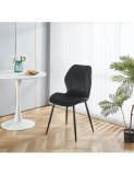 Scaun de living si bucatarie cu cadru metalic, AB104, tapiterie velvet, 89x48x43 cm,100 Kg, negru