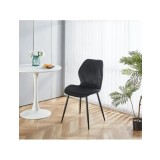 Scaun de living si bucatarie cu cadru metalic, AB104, tapiterie velvet, 89x48x43 cm,100 Kg, negru