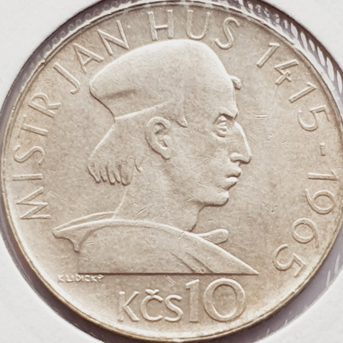 575 Cehoslovacia 10 korun 1965 Jan Hus km 58 argint