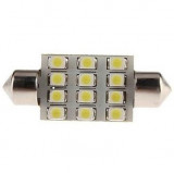 20 X Bec Auto Led Sofit 11 X 39 1210 Cu 12 SMD Alb 12V JSUN42 Pret / 20 Buc 090221-14, General