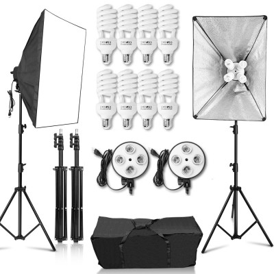 Set de iluminare pentru softbox AbestStudio, 50x70cm, E27, 4in1, 45W, Negru foto