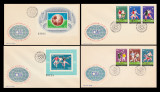 1974 Romania, 4 FDC CM de Fotbal Munchen (serie + 2 colite) LP 851, 852, 853