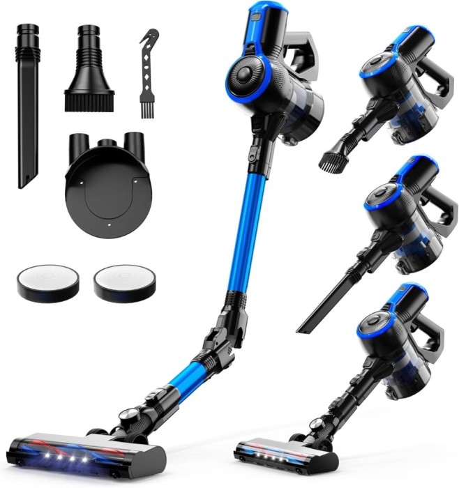 Aspirator cu acumulator VEGREM 25 Kpa, aspirator fără fir 160 W cu 2 moduri de aspirație