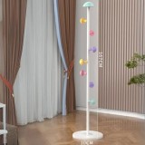 Cuier pentru haine, cu 7 carlige, in forma de ciuperca, din otel carbon, dimensiuni 167 x 30 cm, alb