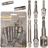 Set 8 Adaptoare Hex Powermat, 1/4", 3/8", 1/2", Otel, Suport Magnetic, Drivere Gaurit
